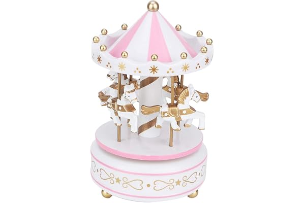 Cryfokt Precis Merry Go Round Speldosa Karusell Söt Romantisk Present Till Flickor Sovrum Vardagsrum Julbröllop (vit rosa blandad färg)