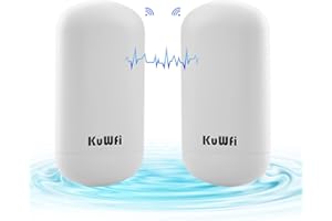 KuWFi Pont sans Fil d'extérieur Point à Point WiFi Pont CPE Kit intérieur et extérieur répéteur WLAN 5,8 GHz 1 km à 2 km de Distance 24 V PoE Adapter (2 Paquets)…