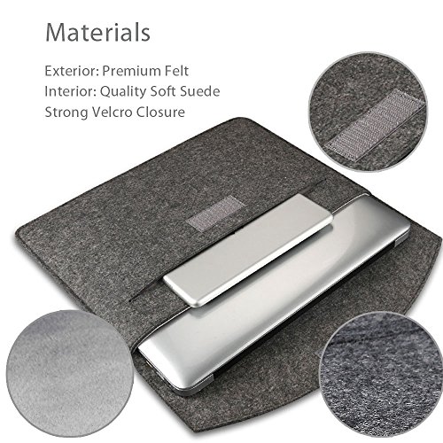 ProCase 13 – 13.5 Inch Schutzhülle Filz Laptop Sleeve Tasche, 13 Inch Macbook Pro Retina / MacBook Air, 13.5 Inch Surface Book und andere Chromebook Ultrabook Notebook (Schwarz) - 5