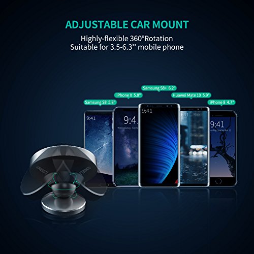 UGREEN Supporto Auto, Supporto Magnetico Cellulare Auto Porta Cellulare su Cruscotto con Adesivo 3M Rotazione di 360 Gradi per iPhone X / 8 Plus / 8, Samsung Galaxy S9/ S9+/ S8, Huawei P20/ P20 Lite.