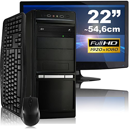 Multimedia-PC tronics24 Maximus i4561L Komplett-Set | Intel Core i5 4590 4x 3.3GHz | 16GB RAM | GeForce GT610 2GB | 500GB HDD | DVD-RW | Gigabit-LAN | 7.1 Sound | 55cm (22") TFT | Tastatur | Maus