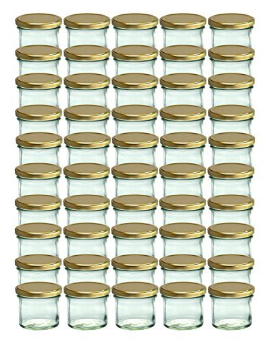50er Set Sturzglas 125 ml Marmeladenglas Einmachglas Einweckglas To 66 gold farbiger Deckel