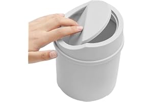 Eaglehg Mülleimer Mit Deckel - Mülleimer, Tischmülleimer Mit Schwingdeckel, PP Kompaktes Design Kosmetikeimer, Tischabfalleimer Für Den Waschtisch tischmülleimer kosmetikeimer