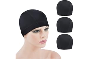YTBYT 3 pcs Capuchon en Dôme pour la Fabrication de Perruque Filets à Cheveux Extensible pour Hommes Femmes Perruque Capuchon (Noir L)