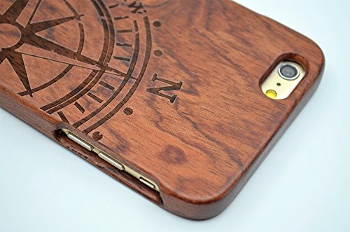 RoseFlower   iPhone 6 Plus 5 5       Funda de Madera - Br  jula de palo de rosa - Natural Hecha a mano de Bamb     Madera Carcasa Case Cover con GRATIS Protector de Pantalla para tu Smartphone