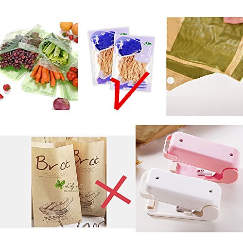Luniquz Mini Sealer Hand Folienschweißgerät Haushalt portabel tragbar Tüten Verschweißer für Plastik Verpackung von Snack, Süßigkeiten, Lebensmittel – weiß - 5