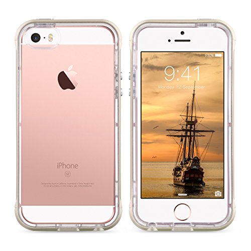 iPhone 5S / 5 Case, ULAK iPhone SE Case Shock Absorption Bumper Frame [Drop Protection] Soft Transparent Anti-Scratch Clear Back Case Cover for Apple iPhone 5 5S SE (Gold)