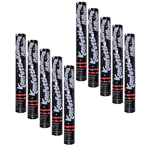 10 Stück XL Silber Party Popper Konfetti Shooter 4 Meter Schussweite