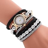 Frauen stylisches Weiblichkeit Uhren mit Wicklung Armband, Y56 Frauen Damen Metall Deko Kreis Quarzuhr Aufziehen Armband