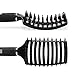 Black Boar Bristle Brush for Healthy Hair, Nylon Detangling Pins Vent Brush for Fast Blow Drying, Hair Care Scalp Massager for Hair Growth, Frizz Control Curved Hair Brush Detangling Comb