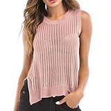 Yvelands Damen Weste Tank top Rundhals Sexy Openwork Weste Hem Split Backless Ärmelloses Top