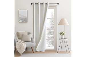 MIULEE Cortinas Termicas Aislantes Frio y Calor, 1 Pieza Cortina Opaca Blanca con Ojales, Cortina de Doble Capa para Dormitorio, Anti Luz con Forro Termico para Invierno