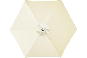 LUSCHEER Replacement Parasol Canopy Waterproof, Parasol Replacement Canopy Cover Patio Umbrella Cloth for 2m 6 Ribs Diameter Large Patio Umbrella Weatherproof UV-Anti, Beige
