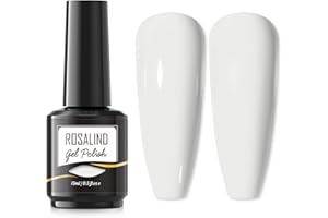ROSALIND Color Blanco Esmaltes Permanentes Para Uñas, 15ml Manicura Semipermanente, Pintauñas Permanente Gel de uñas semipermanente Soak Off Lámpara UV LED, White Color Gel Nail Polish
