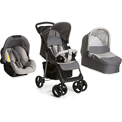 New Hauck shopper SLX Trio Travel System pushchair Carrycot Carseat Stone/Grey+RAINCOVER