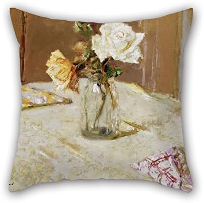 Slimmingpiggy Pillow Case Oil Painting Edouard Vuillard - Roses In A Glass Vase Throw Cushion Covers Best For Play Room Teens Drawing Room Bedding Teens Boys 18 X 18 Inches/45 By 45 Cm(twice Sides)