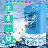 Refroidisseur d'air | Mini climatiseur | Climatiseur portable 3 en 1 | 3 Vitesses | 7 Couleurs, Bleu