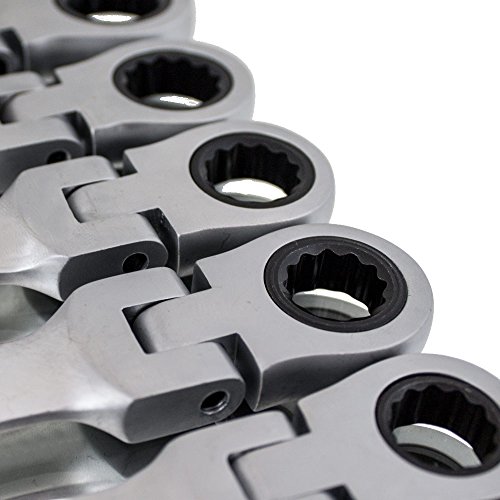 BITUXX® 12 Teiliges Gelenk Ring-Maulschlüssel Ratschenschlüssel Ringschlüssel Gabelschlüssel Ratschen Knarren Gelenkschlüssel Schlüssel Werkzeug Set 72 Zähne / 5 Grad Rückstellwinkel / Größen 6 mm bis 19 mm - 5