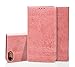 Produktbild Roreikes Apple iphone 7 Plus Hülle PU-leder Mappe Telefon-Shell-Blumenmuster klappbaren Stand Vielzahl Stil Prägemuster Hülle Leder Wallet Tasche Flip Brieftasche Etui Schale für Apple iphone 7Plus (Rosa)