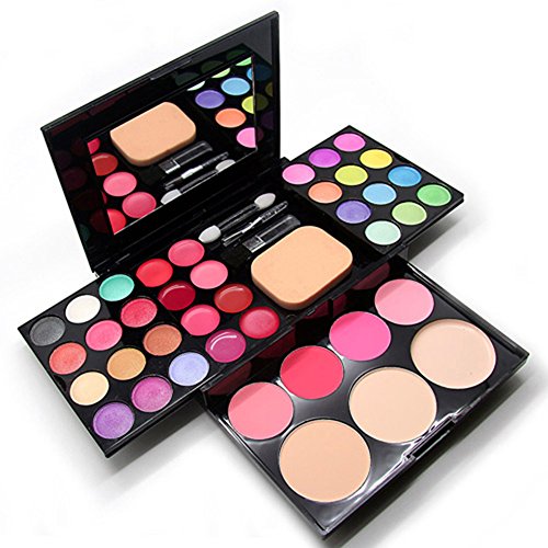 CHIC*MALL Pro Warm Colors Matte Shimmer Eyeshadow Palette Makeup Kit Set + Brush Mirror