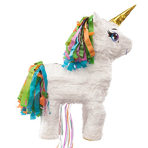 PINATA-SET: Pinata Süßes Einhorn mit Goldenem Horn + Schläger + Maske + Trolli Süßigkeiten-Füllung + Konfetti – PARTYMARTY GMBH® - 3