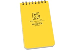 Rite in the Rain Waterproof Paper Universal Pocket Top Wire Bound Spiral Notebook White Yellow 100 Pages 50 Sheets Imperial & Metric Ruler 3 x 5 Inch
