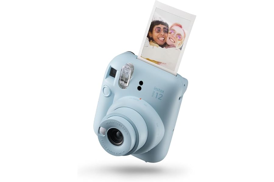 FUJIFILM instax mini 12™ Sofortbildkamera für Erwachsene | Kamera mit Sofortdruck für farbige Erinnerungen zum Anfassen – Selfiespiegel, Nahaufnahmemodus & automatische Belichtung | Pastel Blue