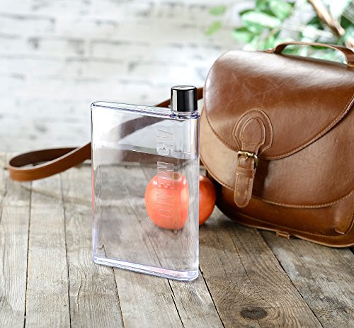 Rosenstein & Söhne Ultraflache Wasser-Flasche im A5-Notizbuch-Format, 420 ml - 2