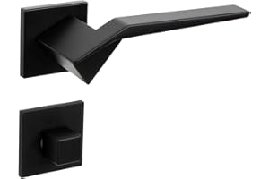 Gedotec Drückergarnitur Schwarz matt [WC-Badezimmer] 1x Tür Beschläge Eckige-Rosette I Türgriffe Innentüren PALADIN I Türklinke für Türstärke 35 – 47 mm | Türbeschlag mit Befestigungsmaterial