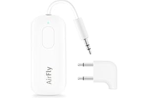 Twelve South AirFly Pro Deluxe Bluetooth 5.0 Transmitter/Receiver for TV/Airplane to 2 Wireless Headphones – Wireless Adapter for AirPods, Airplane, Car, Gym, Home, Use With 3.5 mm Audio Jack, White