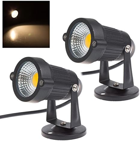 2 x Garden Flood Light Black Outdoor Spotlight LED COB 5W 220V Warm White