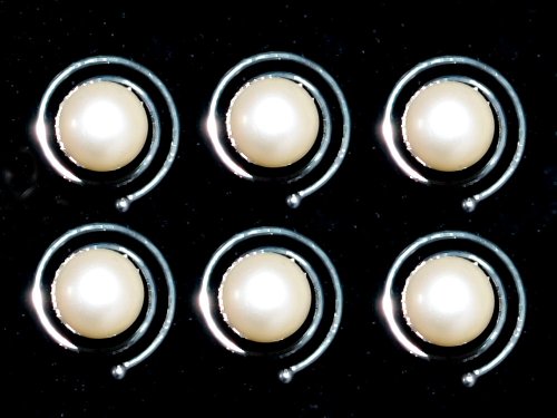 Pretty pack of 6 hair spirals with pearl decoration. Attractive hair accessory. Ideal for a Bride or her Bridesmaids.
