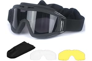 Tactical Goggles Anti Fog Shooting Glasses Impact Resistant Safety Goggles with 3 Interchangable Lens