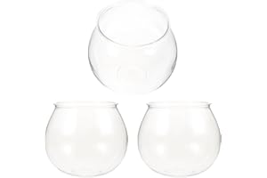 Alipis 3Pcs Plastic Fish Bowl, Clear Gold Fish Bowl Shatterproof Small Betta Fish Tank Desktop Round Aquarium Multi-purpose Bowl for, Drinking, Candy Holder, Vase,