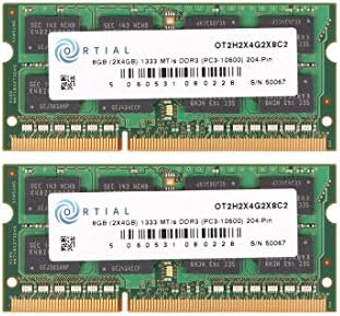 ORTIAL 8GB (2X4GB) 1333 MT/s DDR3 (PC3-10600) 204-Pin Laptop SODIMM Memory LIFETIME WARRANTY
