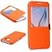 Produktbild Urcover® View Case | Samsung Galaxy S4 Mini | Hart Kunststoff Orange | Elegant Wallet Cover Sicht-Fenster | leichte Schale dünne Tasche