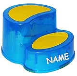 Kindersitz / Trittschemel / Tritthocker - incl. Namen - groß - BLAU - ideal als Erhöhung & Sitz - Kinderhocker - Toilettentrainer - für Kinder Mädchen Jungen - Kinderschemel & Kindertritt