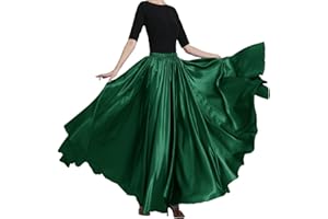 BACKGARDEN Eleganter Satin-Rock für Damen, 20 Meter, lang, für Ballsaal, Bauchtanz, Performance-Kostüm