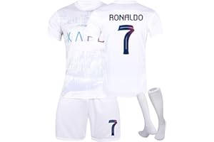 NHNKR Al NASSR Maillot Foot Enfant et Adultes Nouveaux Maillots No.7 Home/Away Soccer Jersey, Ensemble Football Homme Garçon Vêtement Sport Tshirt, Shorts et Chaussette Set