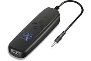 HDAKDDHG Bluetooth 5.2 Transmitter and Receiver, 2-in-1 Wireless Audio Bluetooth Adapter, Portable 3.5mm Low Latency Bluetooth Transmitter for TV/PC/Home Stereo/Car Sound System/Wired Speakers