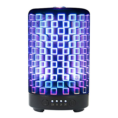 Humidifier,3D Colorful Aromatic Night Light Aroma Essential Oil Diffuser 100ml Ultrasonic Mist Humidifier Diffuser with 8 Color LED Lights LED lighting for Indoor Room abajur veilleuse Living Room/office/Bedroom/Christmas Thanksgiving Birthday Valentine's Day Gift for family/friends/Schoolmate, 92*150MM