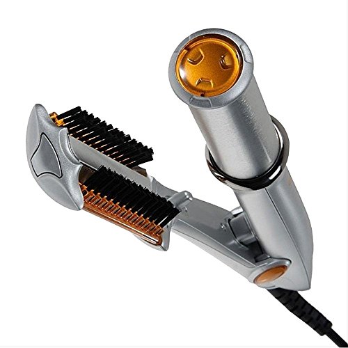 Curling Wand  Leegoal 2 in 1 Hair Straightener Curler Automatic Roller Ceramic Coating Wand Rotating Hot Iron Straight Comb for All Types of Hair with 360   Swivel Cord