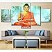 Produktbild Fbhfbh Artwork Poster Hd Prints Home Für Wohnzimmer Dekor 5 Stücke Buddha Wandkunst Religiöse Modularer Rahmen Bilder Leinwand Gemälde, 16X24 / 32/40 Zoll, Mit Rahmen