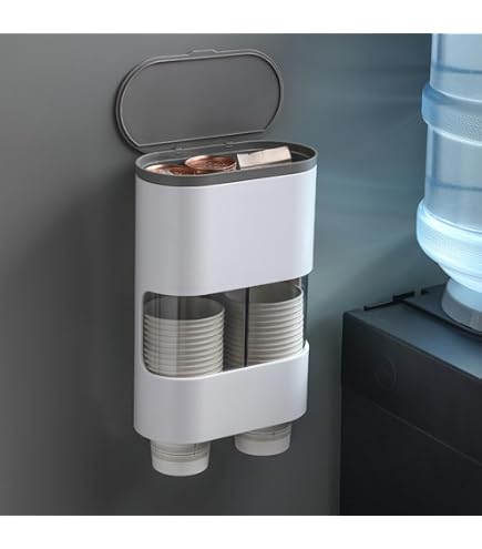 Alipis Dispenser Per Bicchieri Di Carta In Legno, 2 Scomparti - Organizzatore Da Banco Per Tazze USA E Getta, Per Caffetterie E Uffici
