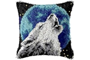 LGWG DIY Knüpfkissen Zum Selber 3D Knüpfen Für Kinder&Erwachsene, Knüpfhaken Weihnachten Tier Blumen Sofakissen Kissen Bastelset, Latch Hook Kit,#5,42 * 42cm/16.5 * 16.5in