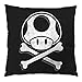 Produktbild A.N.T. Toadskull Kissen mit Füllung 28 x 28 cm Baumwollbezug mario totenkopf videospiel konsole super world, Farbe:Schwarz