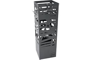 UNUS Portaombrelli con vaschetta raccogli-acqua, 4 ganci, 16 x 16 x 49 cm, grigio