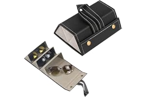 Rebanky Etui na okulary podróżne Etui do przechowywania okularów przeciwsłonecznych Wielokrotne etui na okulary składane skórzane przenośne etui na okulary 3 gniazda skórzane etui na okulary dla