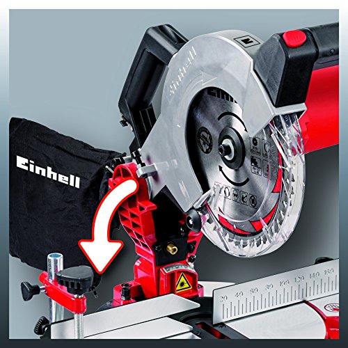 Einhell Kapp Gehrungssäge TE-MS 2112 L (1400 W, Sägeblatt Ø 210 mm, Schnittbreite 120 mm, schwenkbarer Sägekopf, Laser, LED-Licht) - 3