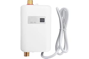 EUNEWR Mini Electric Water Heater, 3000W Instant Tankless Hot Water Heater with LCD Display, Under Sink Water Heater for Kitchen Bathroom Washing (White)